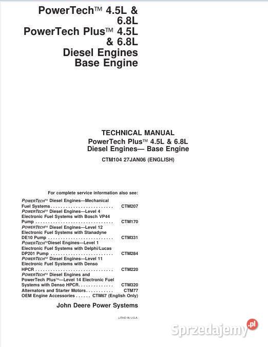John Deere 4045 6068 Power Tech instrukcja świętokrzyskie