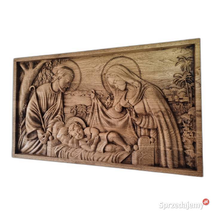 Narodzenie Pańskie drewniane płaskorzeźba zachodniopomorskie