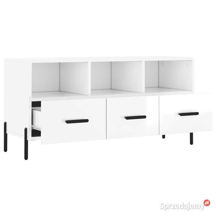 Szafka pod TV biała wysoki połysk 102x36x50
