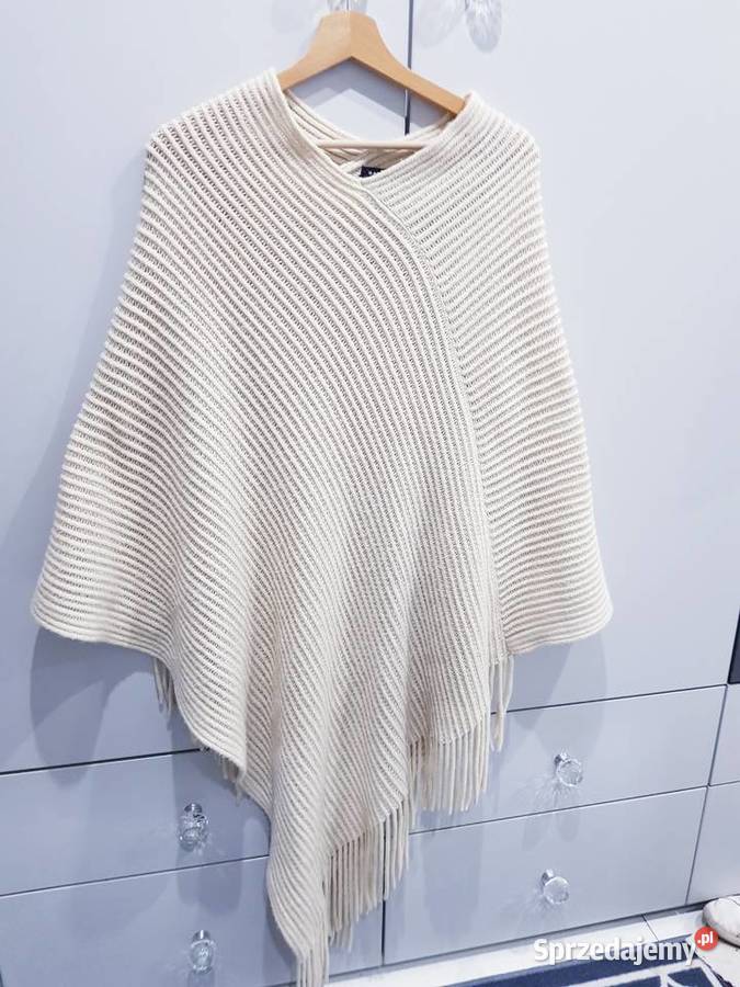 Damskie poncho z dzianiny sweterkowej