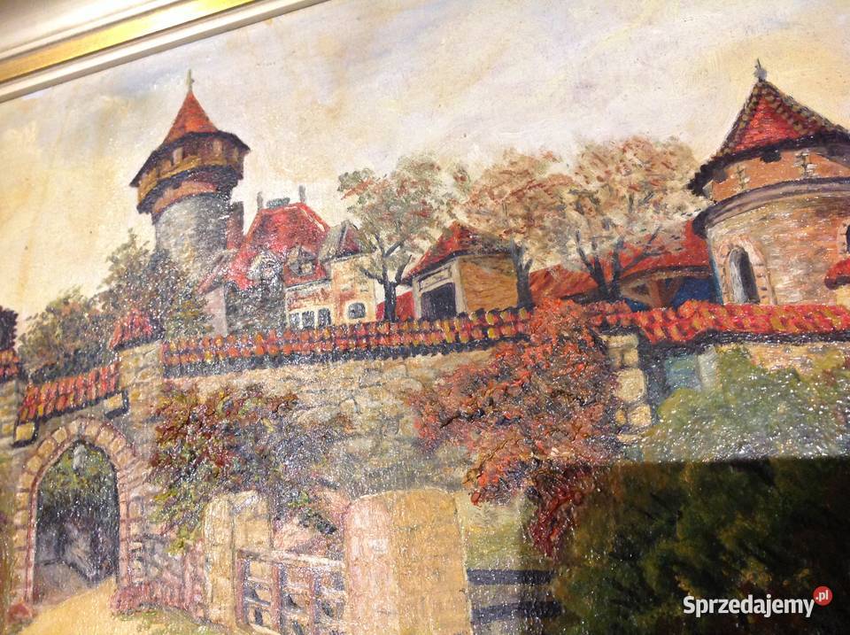 Pięny Stary Obraz Olejny w Ramie Sygnowany Nowa Sól