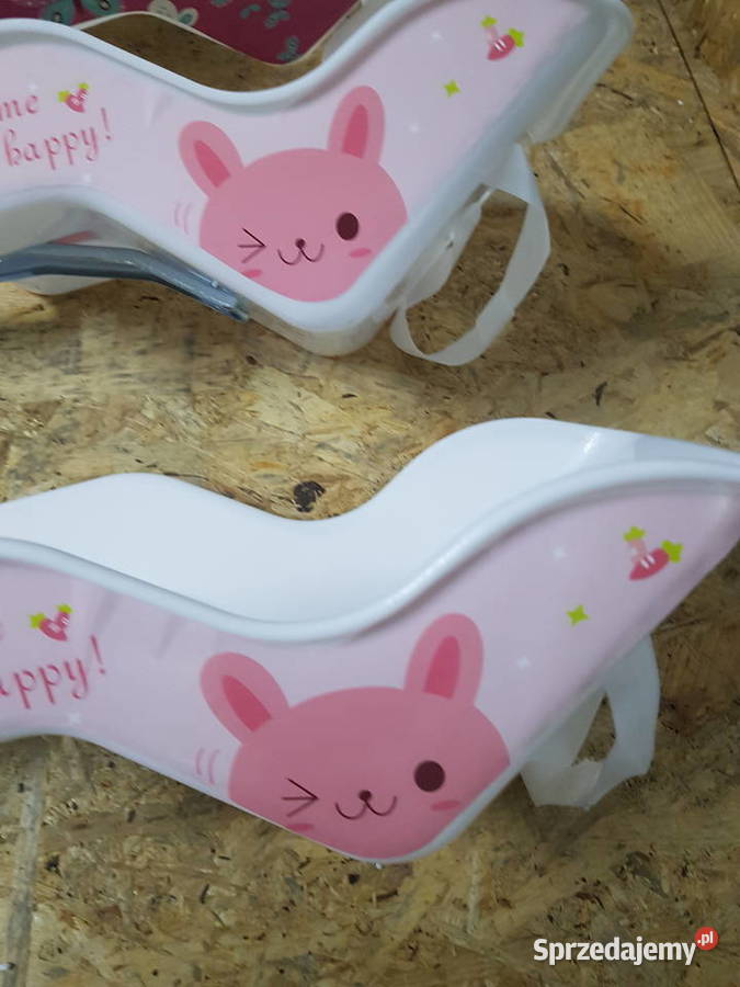 FOTELIK rowerowy lalki wzór kwiatki białyRóż Głogowa