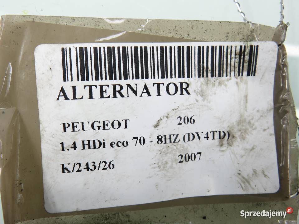 ALTERNATOR PEUGEOT 206 14 HDi 8V 70 8HZ