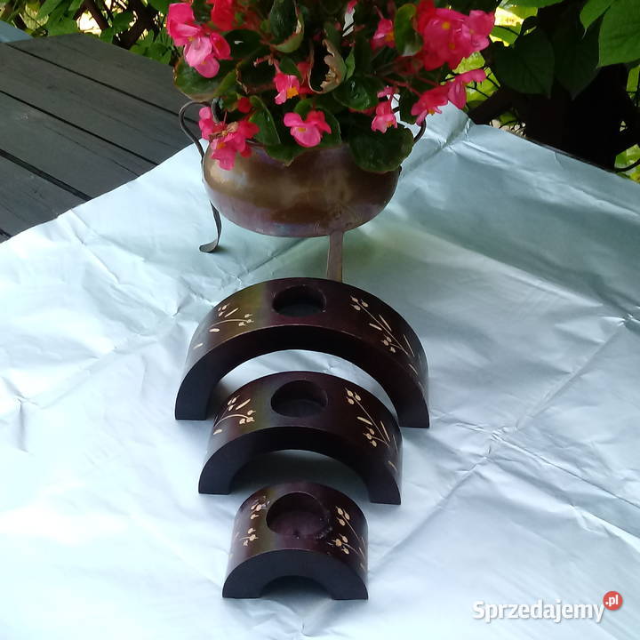 Vintage świecznik drewniany skandynawski Iłża