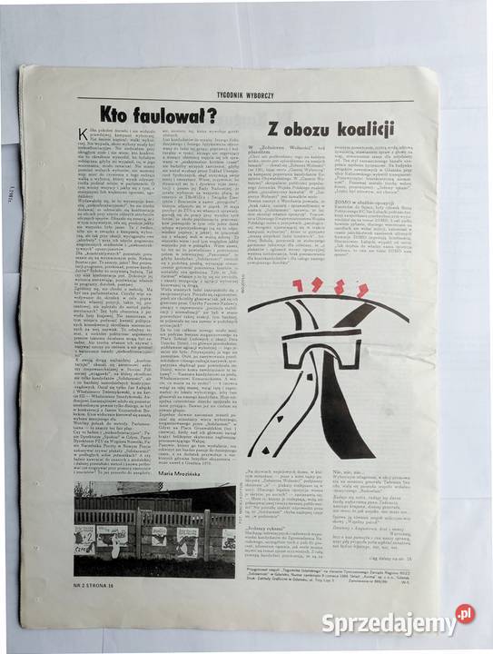 Tygodnik Wyborczy 1 i 2 Solidarności z czerwca Gdynia sprzedam