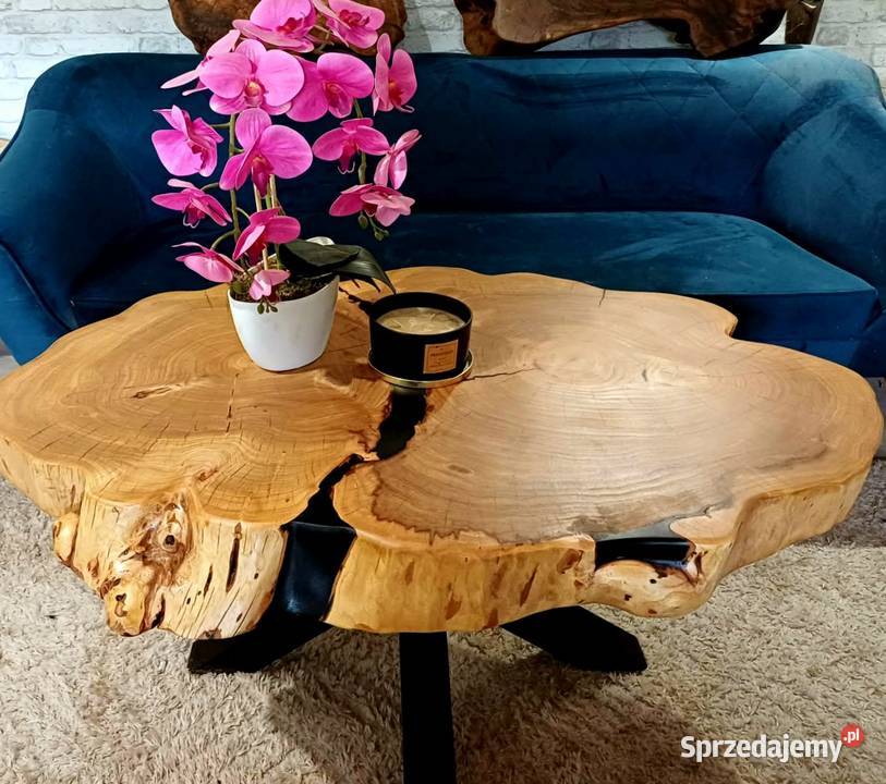 Stolik kawowy live edge plaster drewna wielkopolskie Śrem