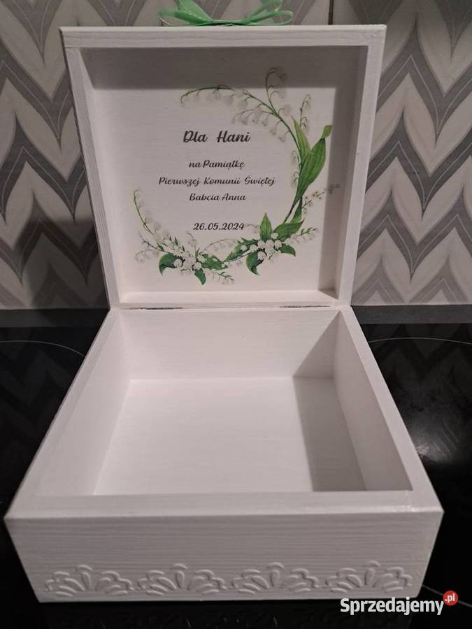 Pudełko komunijne konwalie z życzeniami handmade Kędzierzyn-Koźle