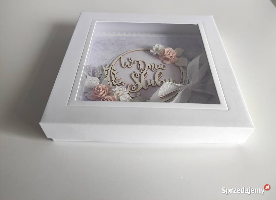 Kartka ręcznie robiona na Ślub w pudełku Łódź