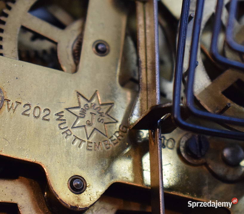 Stary zegar wiszący Junghanas sygnowany witraż Świdnica