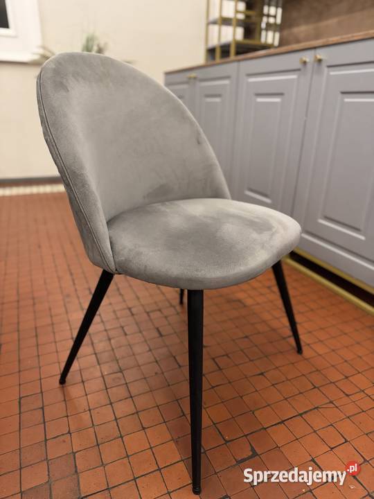 Krzesła KOKKEDAL szary aksamit Bielsko-Biała