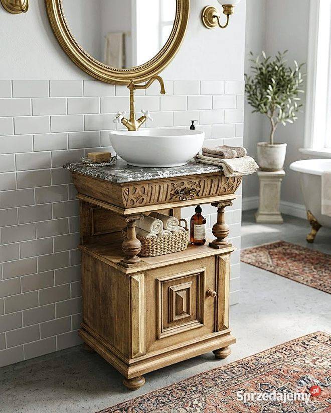 Orzechowa Szafka z Kamiennym Blatem AntykiMarki Marki