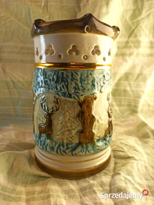 KUFEL MYŚLIWSKI porcelanowy ROYAL DUX sygnowany śląskie Bytom