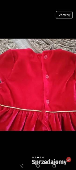 Sukienka czerwona elegancka z weluru krótki Krosno