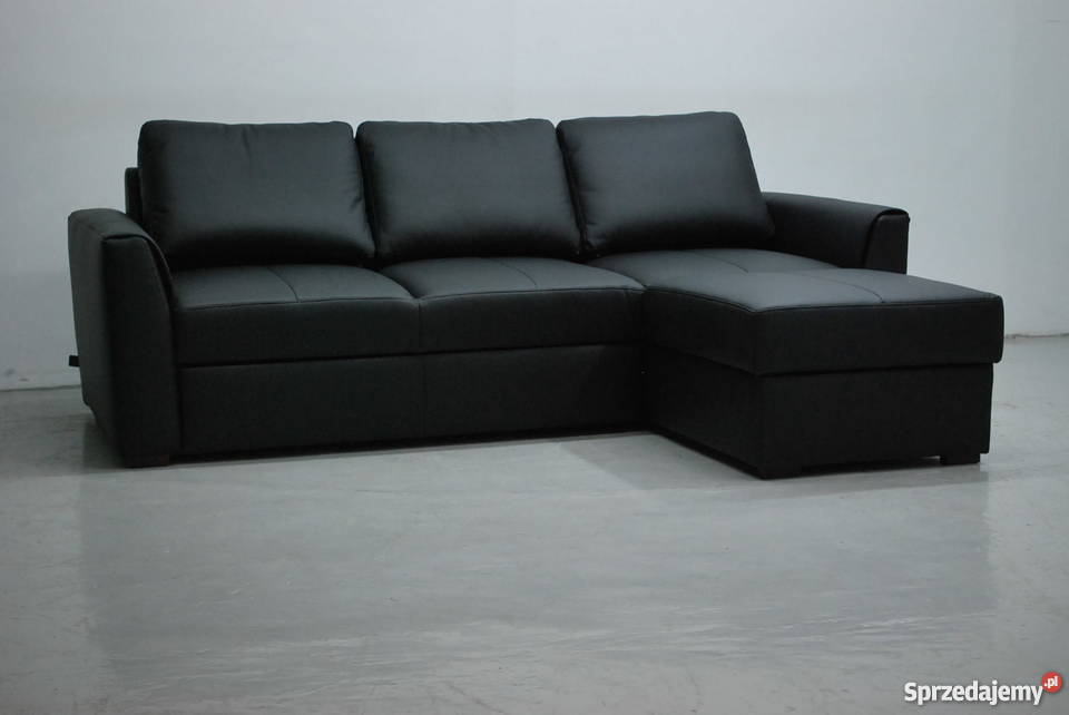 LTC CZARNY NAROŻNIK Z FSPANIA SKÓRA NATURALNA Komplety wypoczynkowe