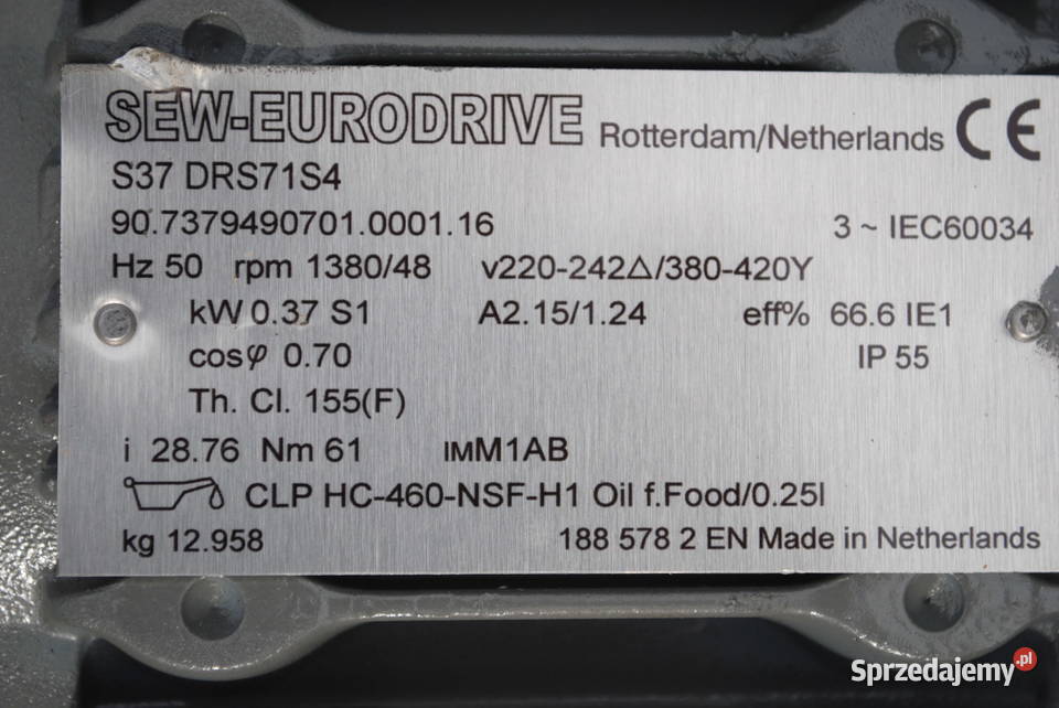 Motoreduktor kątowy 037kw 48obrmin Firmy SEW Kargowa