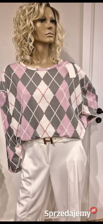 Made In Italy Bluzka Romby 95viskoza 5elastan różowy Poznań