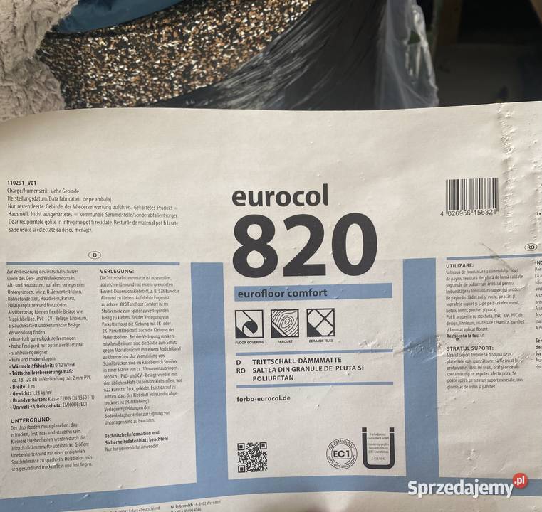 Podkład akustyczny 60m2 3mm Eurocol 820 Regupol sprzedam
