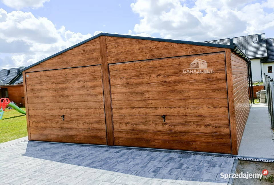 GARAŻ BLASZANY 6m x 5m DWUSPAD 2X BRAMA ORZECH małopolskie