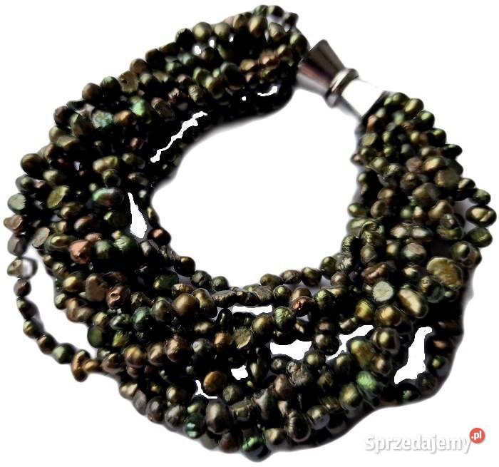 NATURALNE PERŁY SZMARAGDOWE BRANSOLETA VINTAGE Częstochowa sprzedam