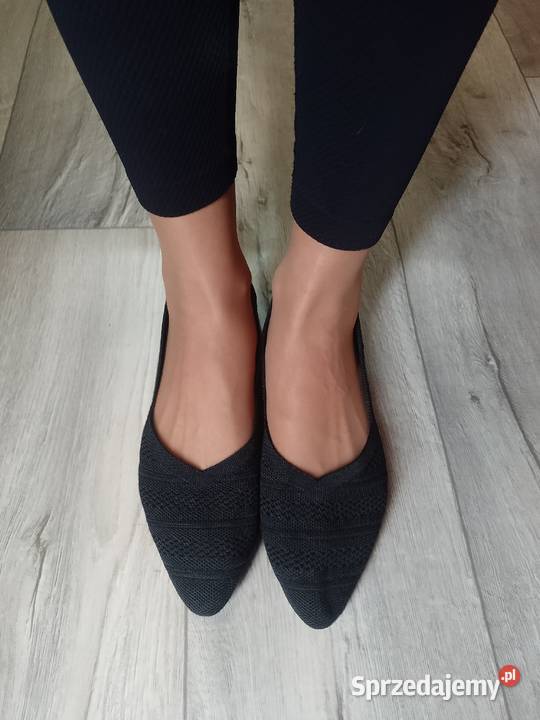 42 Czarne dzianinowe baleriny wieczorowe NOWE tkanina Kraków