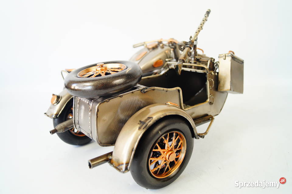 Metalowy pojazd stary motocykl z dostawką Gizałki