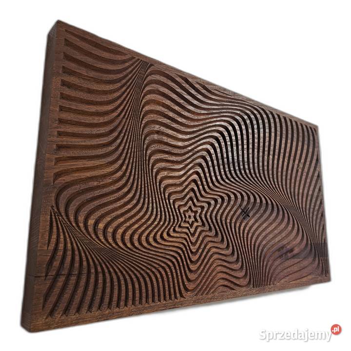 Abstrakcyjna dekoracja z drewna hipnotyczny wzór