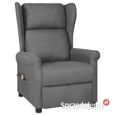 vidaXL Fotel masujący jasnoszary obity