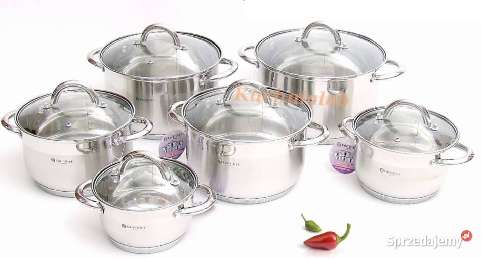 GARNKI 12 EL 6 GARNKÓW STALOWE SOLIDNE INDGAZ Łódź