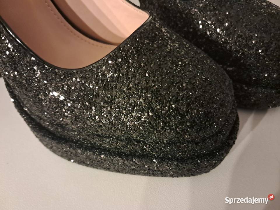 nowe czarne buty brokatowe rozmiar 38 wysokość Sandomierz