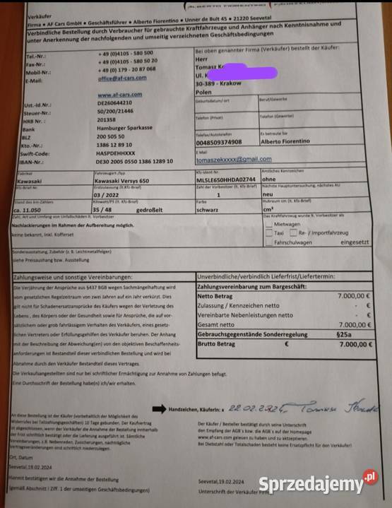 Kawasaki Versys 650 z 2022r z przebiegiem 17000 małopolskie Kraków sprzedam