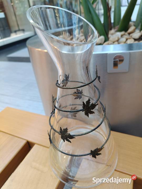 Wazon szklany z metalowym zdobieniem w klonowe Warszawa sprzedam