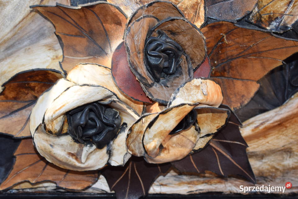 Obraz ze skóry kwiaty PRL