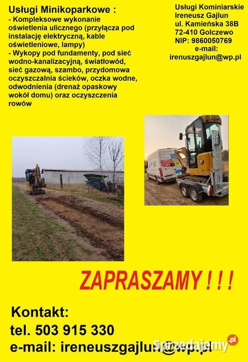 Usługi Minikoparkowe zachodniopomorskie Golczewo usługi budowlane
