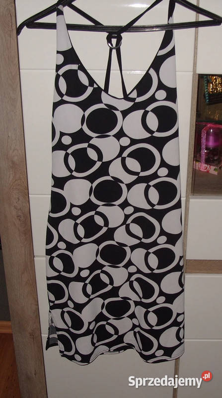 Letnia sukienka w biało czarne koła LOOK r3638 New Look