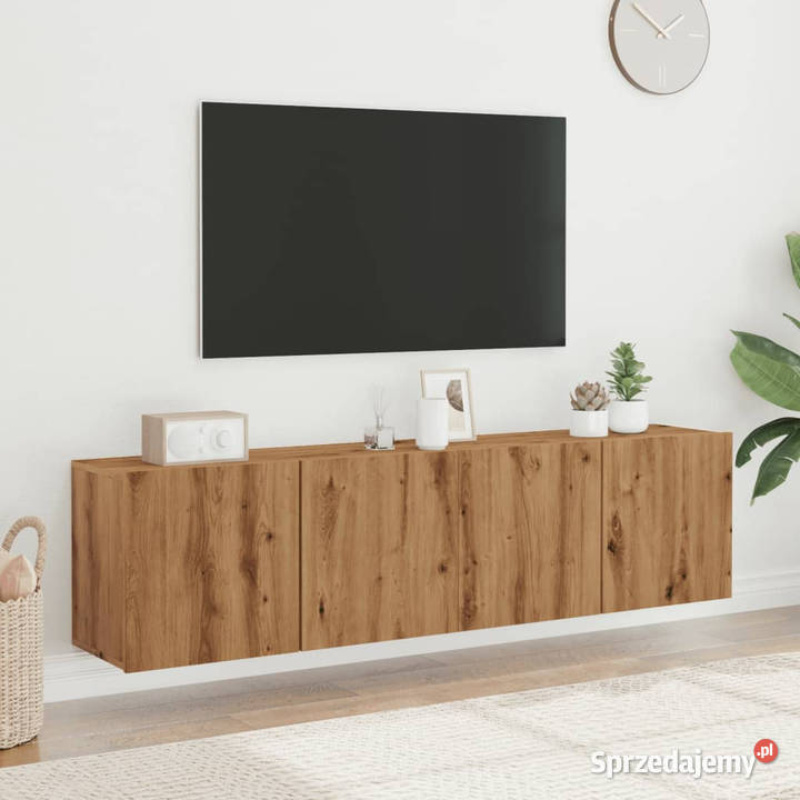 Ścienne szafki TV 2 dąb artisian 80x30x41 mazowieckie Warszawa