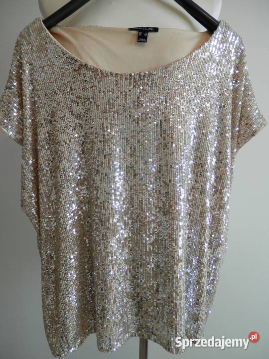 Bluzka Cekinowa Luźny Fason Wieczorowa Balowa krótki Łomża