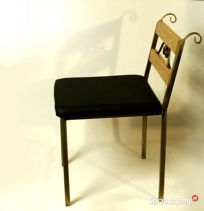 krzesła metalowe tapicerowane siedzisko dębowe Warszawa