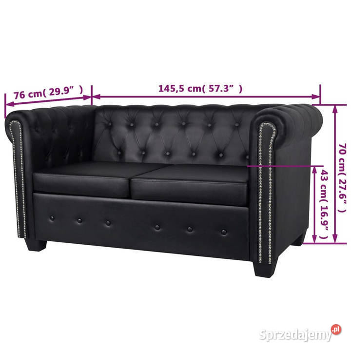 Sofa 2osobowa w stylu Chesterfield sztuczna Warszawa sprzedam