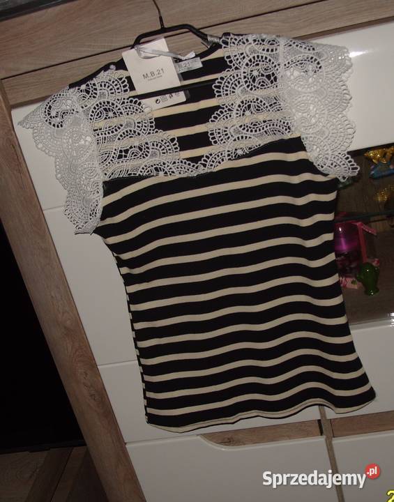NOWY Topik Bluzka w czarno beżowe paseczki Rawicz sprzedam