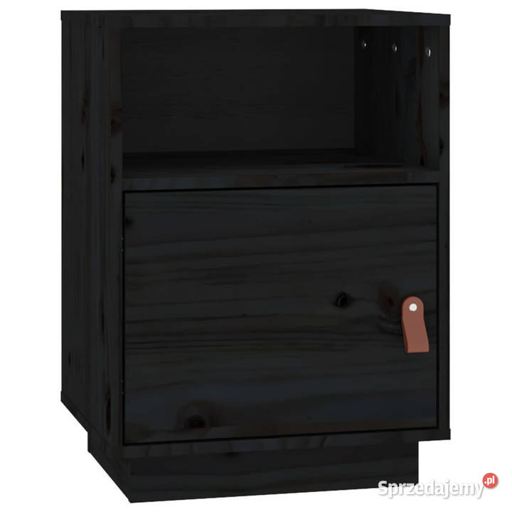 Szafki nocne 2 czarne 40x34x55 lite drewno