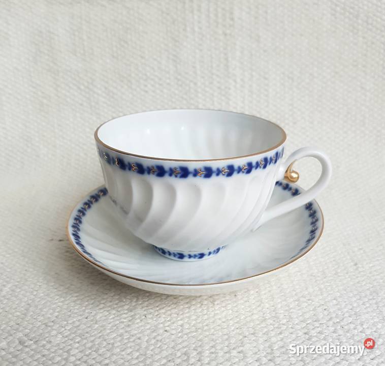 Łomonosow porcelanowa filiżanka talerzyk duo Warszawa