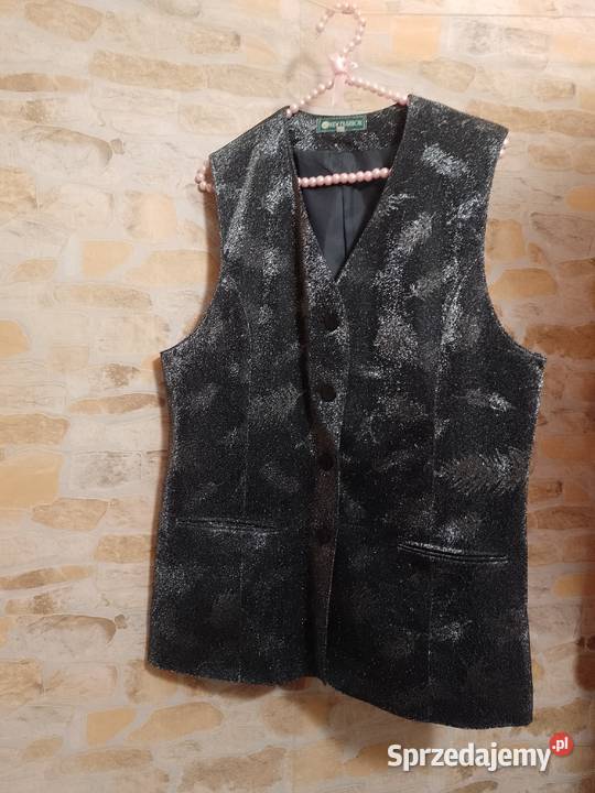 463XK Fashion Srebrna metaliczna kamizelka Kraków