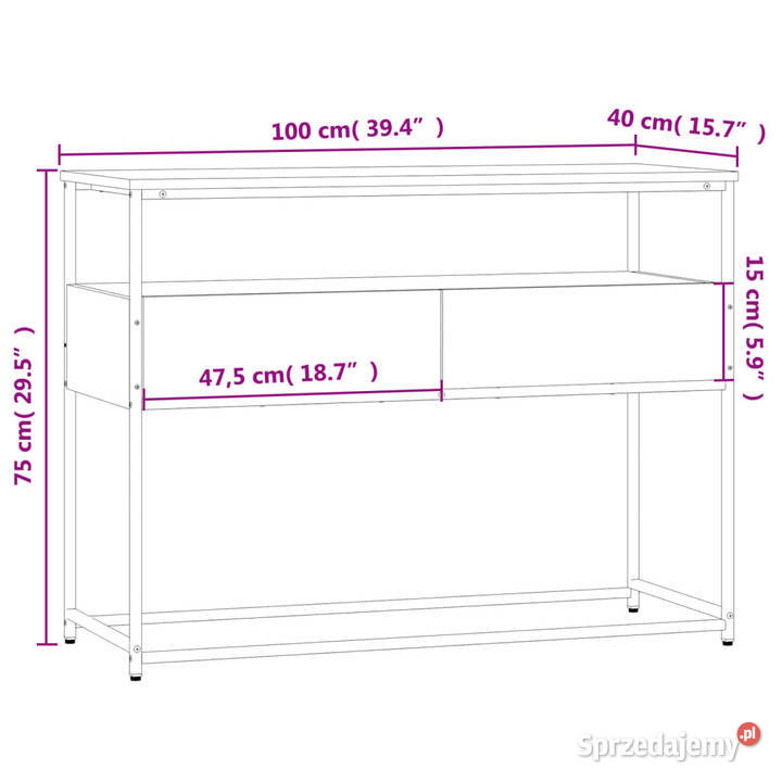 Stolik konsolowy przydymiony dąb 100x40x75 Stoły Warszawa