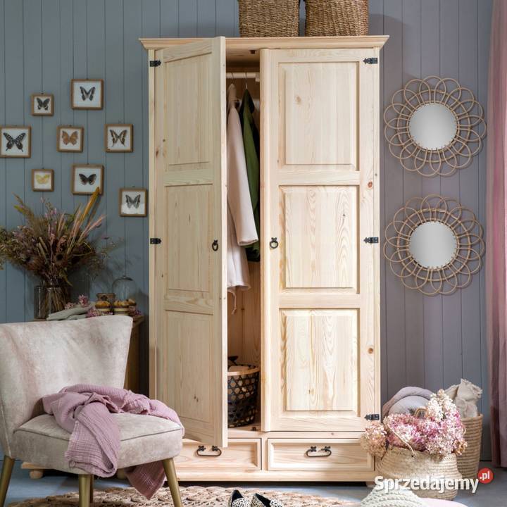 Dwudrzwiowa szafa drewniana do pokoju sosnowa Maków Podhalański sprzedam