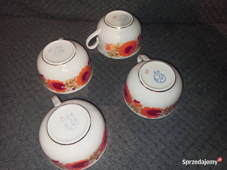 4 filiżanki do kawy herbaty porcelana PRL w