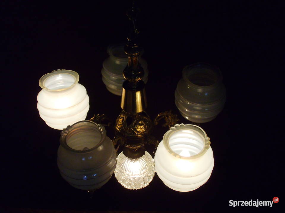 Żyrandol mosiężny 6 punktowy Lampy Bielawa sprzedam