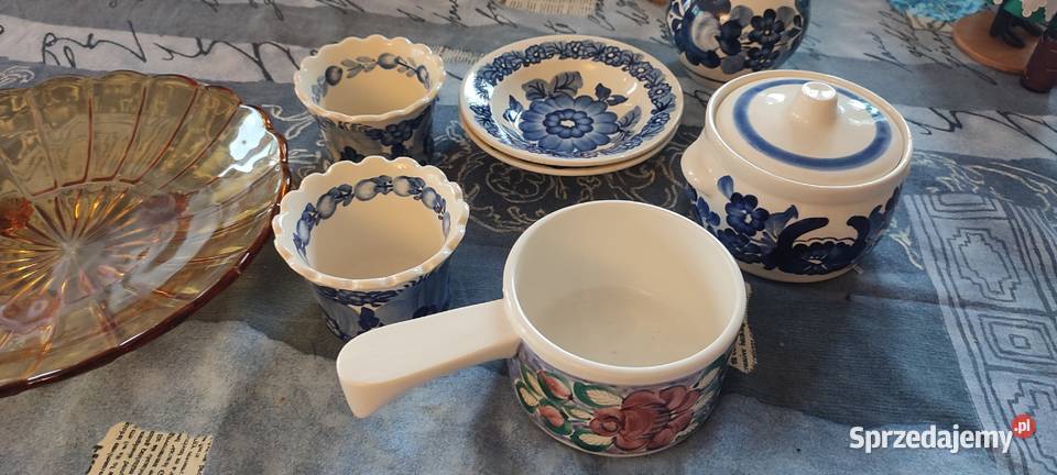 Piękna porcelana Fajans komplet nowa i Lalka PRL Warszawa