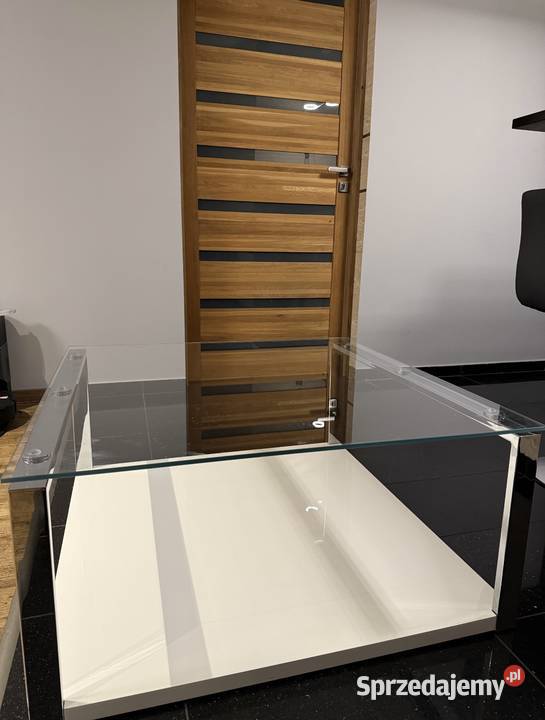 Biały stolik kawowy szklany 90x90x44 Meble Katowice