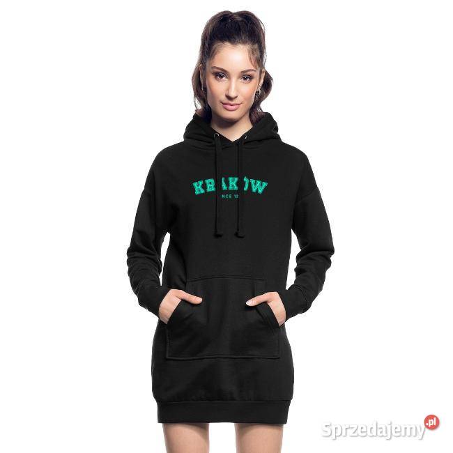 Długa bluza z kapturem KRAKÓW Since 1257 Zielony Kraków