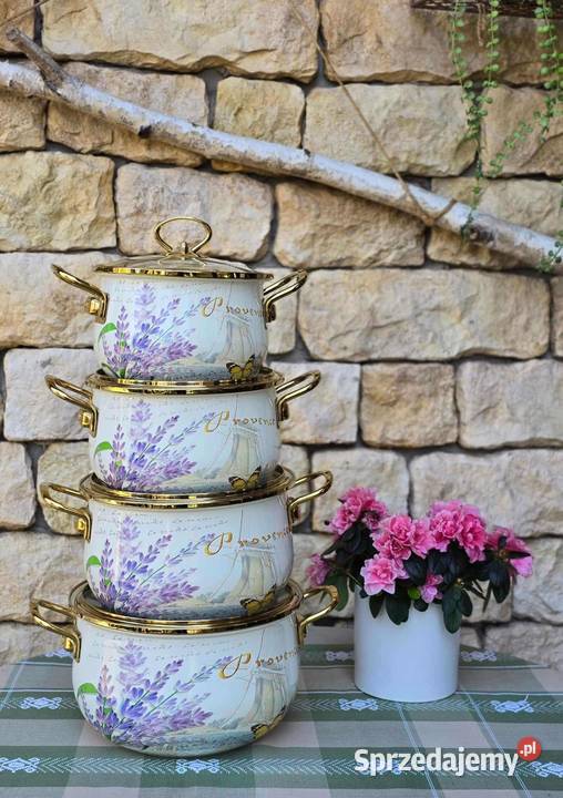 Garnki marmur białe kremowe lawenda 4 Szczecin